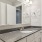 a bathroom with a large mirror